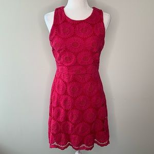 Charming Charlie Bright Pink Flower Dress; Medium